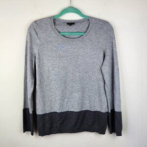 Talbots Gray Colorblock Lightweight Knit Crewneck Sweater sz M